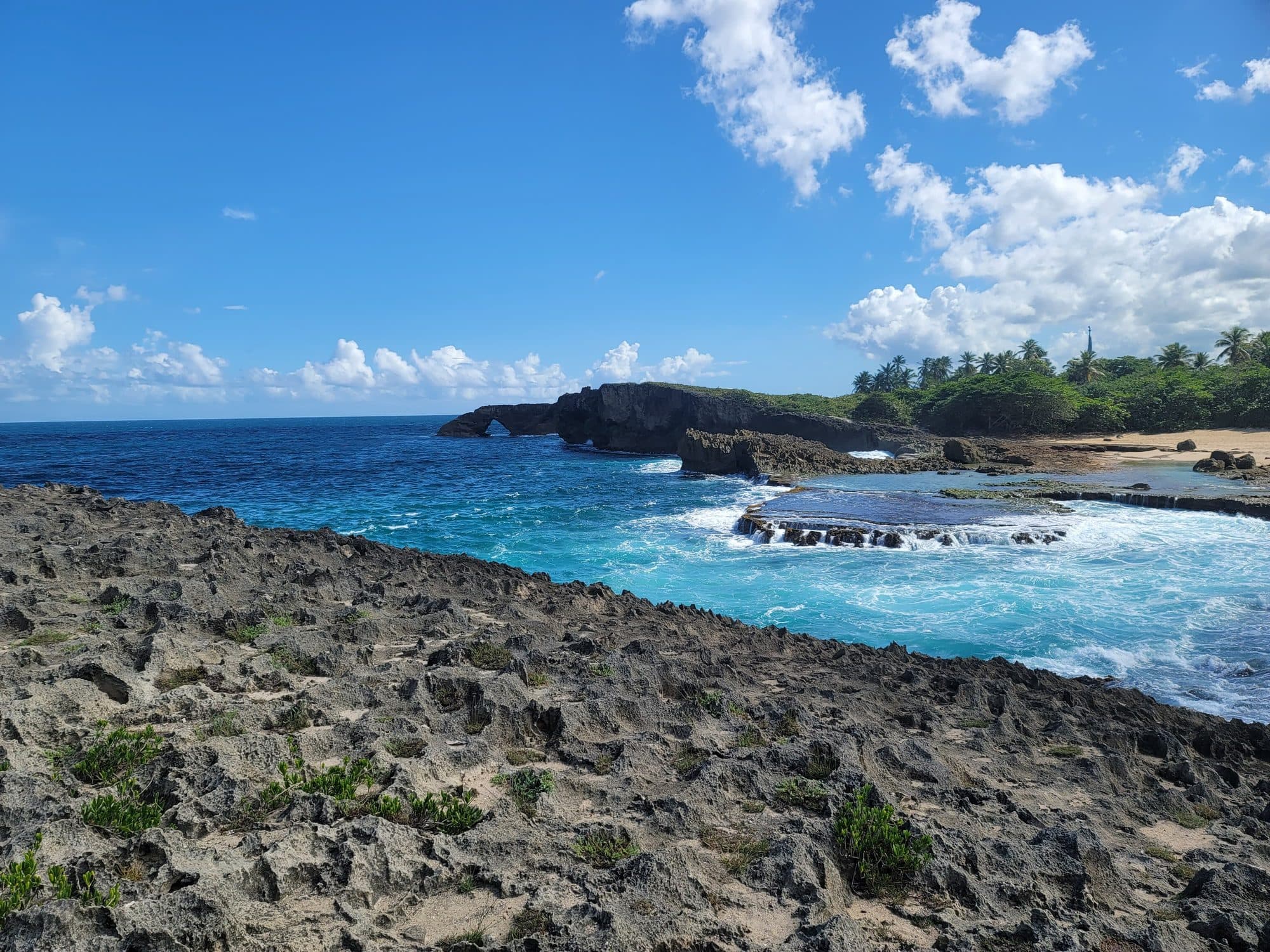 Limestone coastline and beach on the north coast