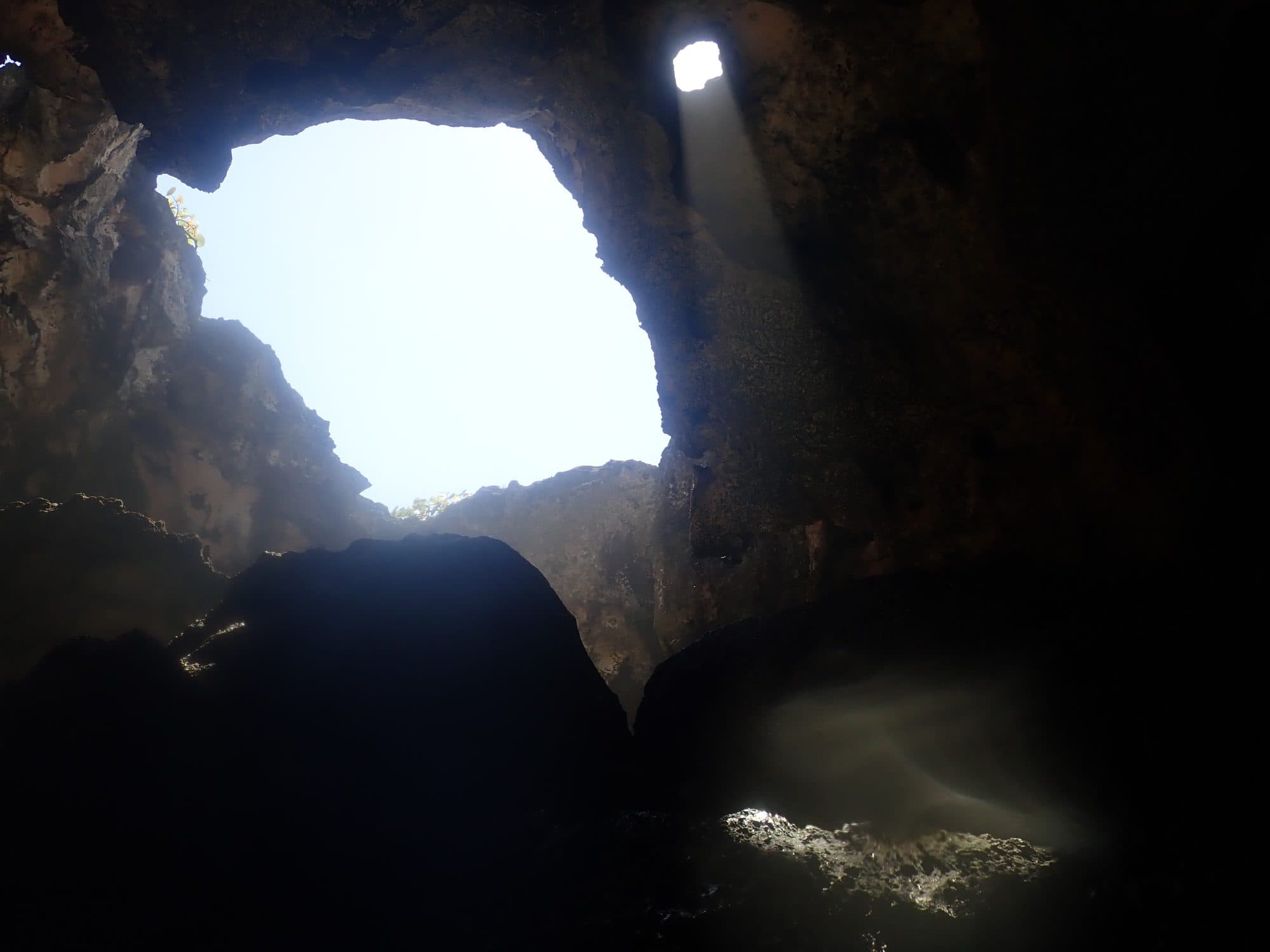Sunlight pouring through the cave opening